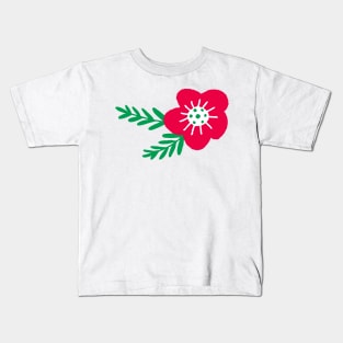 Cheery Winter Floral, Dark Kids T-Shirt